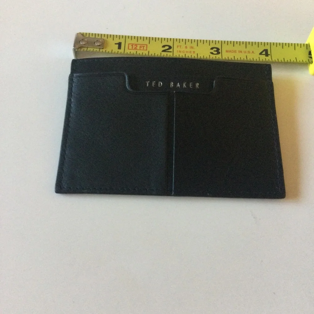 TED BAKER SANISE MENS LEATHER CARD HOLDER BLACK/GREEN NWOT